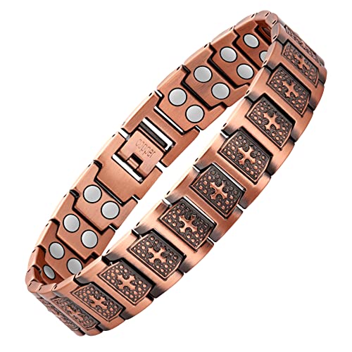 Jecanori 3X Magnetic Copper Bracelet for Men,Lymph Detox Ultra Strength Magnetic Bracelet and Copper Ring