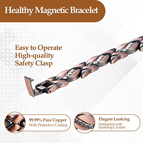 Jecanori Copper Bracelets for Women,Magnetic Crystal Bracelets for Women with 3500 Gauss Magnets