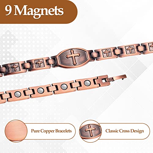 Jecanori Pure Copper Bracelets and Rings for Women,Magnetic Copper Bracelets,Valentine's Day Gifts with Sizing Tool(Liberty Series)